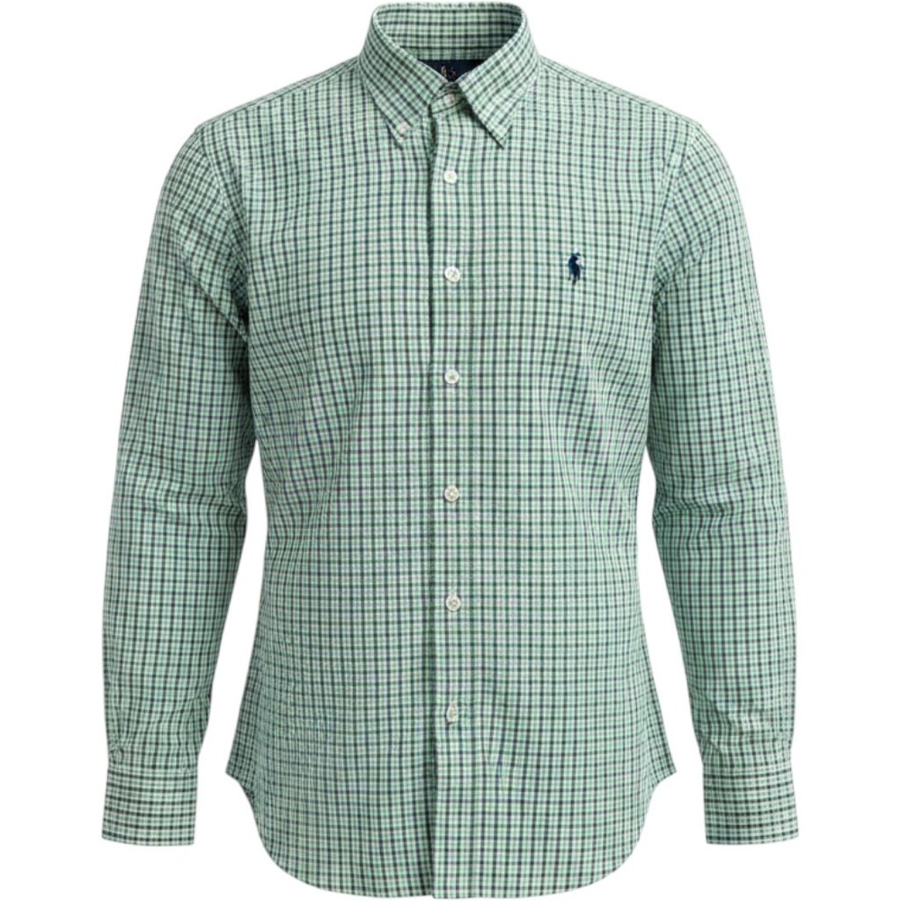 Polo Ralph Lauren Mens Classic Fit Gingham Button Down Shirt Green Blue Large